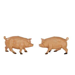 Vintage Plastic Pig Figurines Set Of 2 Farm Animal Miniatures Toy Collectibles